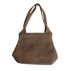 The Sak Crochet Knit Hobo Bag Brown Neutral Small Purse Boho Classic